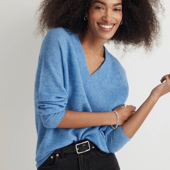 Madewell Sweaters - Madewell Blue Rib Alpaca-Blend Oversized Sweater Size Small